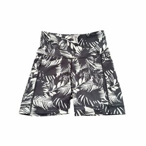 Old Navy Women’s Black & White Palm-Print High-Rise Athletic Shorts Small